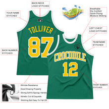 Load image into Gallery viewer, Custom Kelly Green Gold-White Authentic Throwback Basketball Jersey
