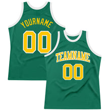 Загрузить изображение в средство просмотра галереи, Custom Kelly Green Gold-White Authentic Throwback Basketball Jersey
