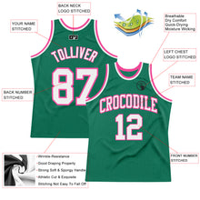 Laden Sie das Bild in den Galerie-Viewer, Custom Kelly Green White-Pink Authentic Throwback Basketball Jersey
