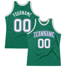 Загрузить изображение в средство просмотра галереи, Custom Kelly Green White Royal-Gray Authentic Throwback Basketball Jersey
