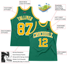 Laden Sie das Bild in den Galerie-Viewer, Custom Kelly Green Gold-White Authentic Throwback Basketball Jersey
