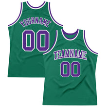 Load image into Gallery viewer, Custom Kelly Green Purple-White Authentic Throwback Basketball Jersey
