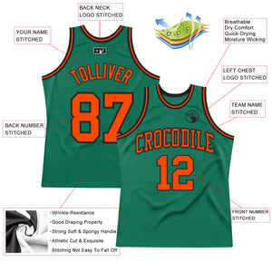 Custom Kelly Green Orange-Black Authentic Throwback Basketball Jersey