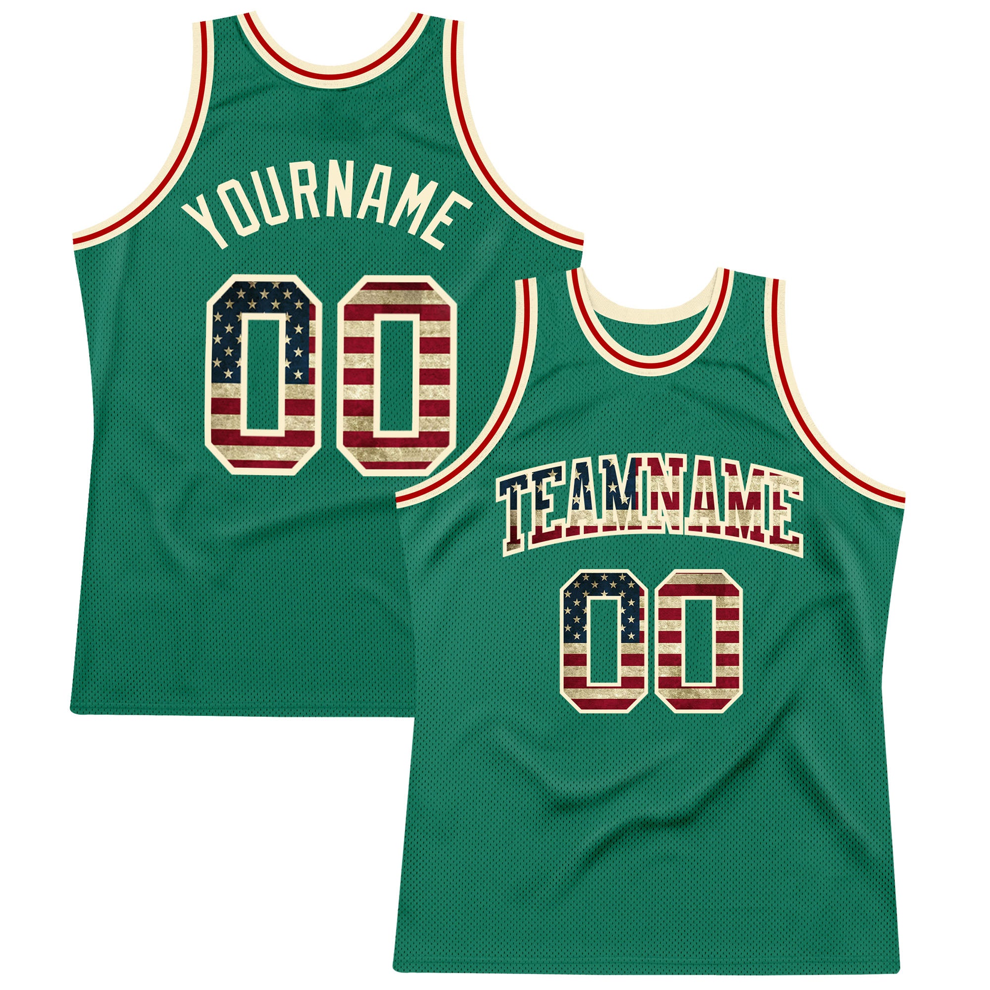 Custom Cream Kelly Green-Red Authentic Throwback Basketball Jersey in 2023