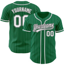 Загрузить изображение в средство просмотра галереи, Custom Kelly Green White Pinstripe White Black-Gray Authentic Baseball Jersey
