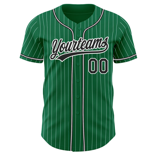 Custom Baseball Jersey Neon Green Black Pinstripe Black-White Authentic Youth Size:M