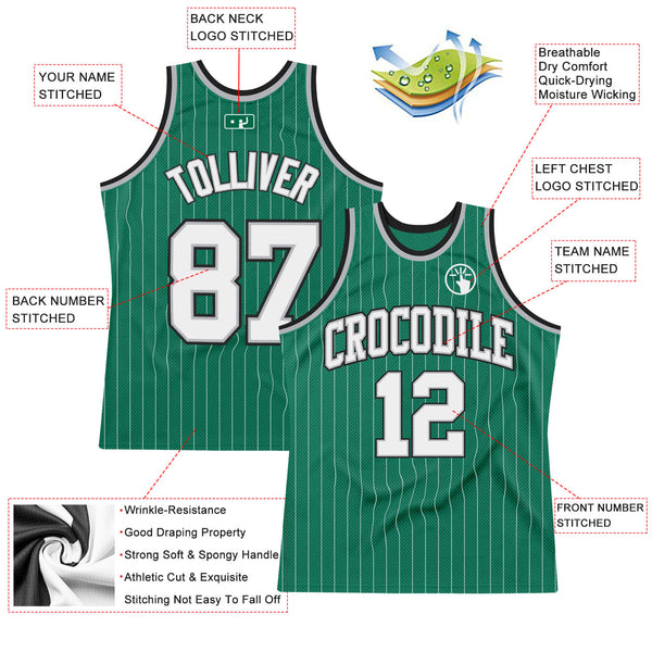 Cheap Custom Kelly Green White Pinstripe White-Gray Authentic Basketball  Jersey Free Shipping – CustomJerseysPro