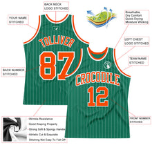 Load image into Gallery viewer, Custom Kelly Green White Pinstripe Orange Authentic Basketball Jersey
