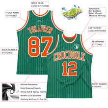 Laden Sie das Bild in den Galerie-Viewer, Custom Kelly Green White Pinstripe Orange Authentic Basketball Jersey
