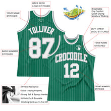Load image into Gallery viewer, Custom Kelly Green White Pinstripe White-Gray Authentic Basketball Jersey
