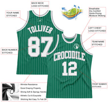 Laden Sie das Bild in den Galerie-Viewer, Custom Kelly Green White Pinstripe White-Gray Authentic Basketball Jersey
