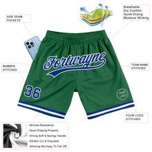 Загрузить изображение в средство просмотра галереи, Custom Kelly Green Royal-White Authentic Throwback Basketball Shorts
