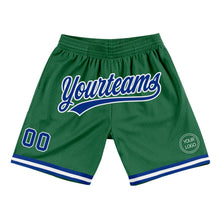 Laden Sie das Bild in den Galerie-Viewer, Custom Kelly Green Royal-White Authentic Throwback Basketball Shorts
