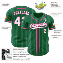 Charger l&#39;image dans la galerie, Custom Kelly Green White Pinstripe Pink Authentic Baseball Jersey
