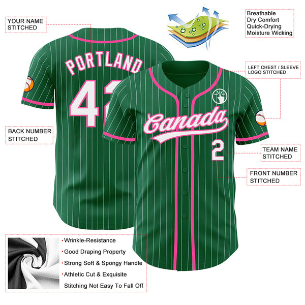 Cheap Custom Pink White Pinstripe Kelly Green Authentic Baseball Jersey  Free Shipping – CustomJerseysPro