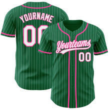 Charger l&#39;image dans la galerie, Custom Kelly Green White Pinstripe Pink Authentic Baseball Jersey
