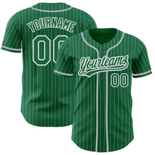 Load image into Gallery viewer, Custom Kelly Green White Pinstripe Gray Authentic Baseball Jersey
