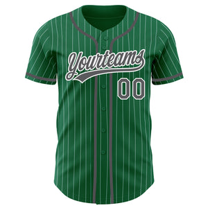 Custom Kelly Green White Pinstripe Steel Gray Authentic Baseball Jersey