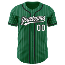 Load image into Gallery viewer, Custom Kelly Green White Pinstripe Black Authentic Baseball Jersey
