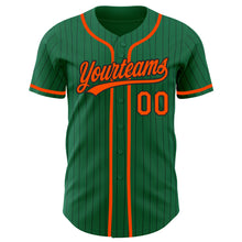 Загрузить изображение в средство просмотра галереи, Custom Kelly Green Black Pinstripe Orange Authentic Baseball Jersey
