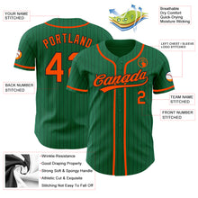 Загрузить изображение в средство просмотра галереи, Custom Kelly Green Black Pinstripe Orange Authentic Baseball Jersey
