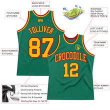 Laden Sie das Bild in den Galerie-Viewer, Custom Kelly Green Gold-Red Authentic Throwback Basketball Jersey
