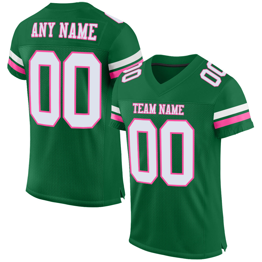 Cheap Custom Stitched White Kelly Green-Pink Football Pullover