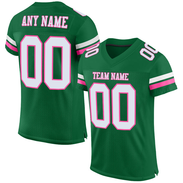 Cheap Custom Pink Neon Green-White Mesh Authentic Football Jersey