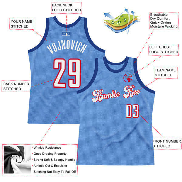 Sale Build White Basketball Light Blue Rib-Knit Jersey Red –  CustomJerseysPro