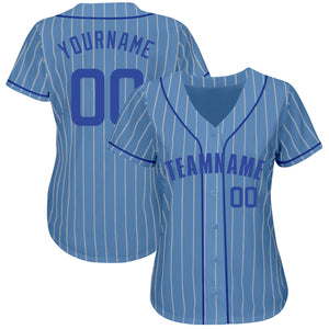 Custom Light Blue White Pinstripe Royal Authentic Baseball Jersey