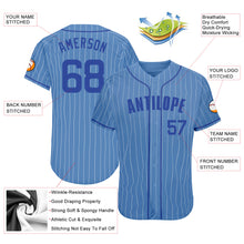 Load image into Gallery viewer, Custom Light Blue White Pinstripe Royal Authentic Baseball Jersey
