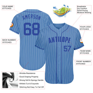 Custom Light Blue White Pinstripe Royal Authentic Baseball Jersey