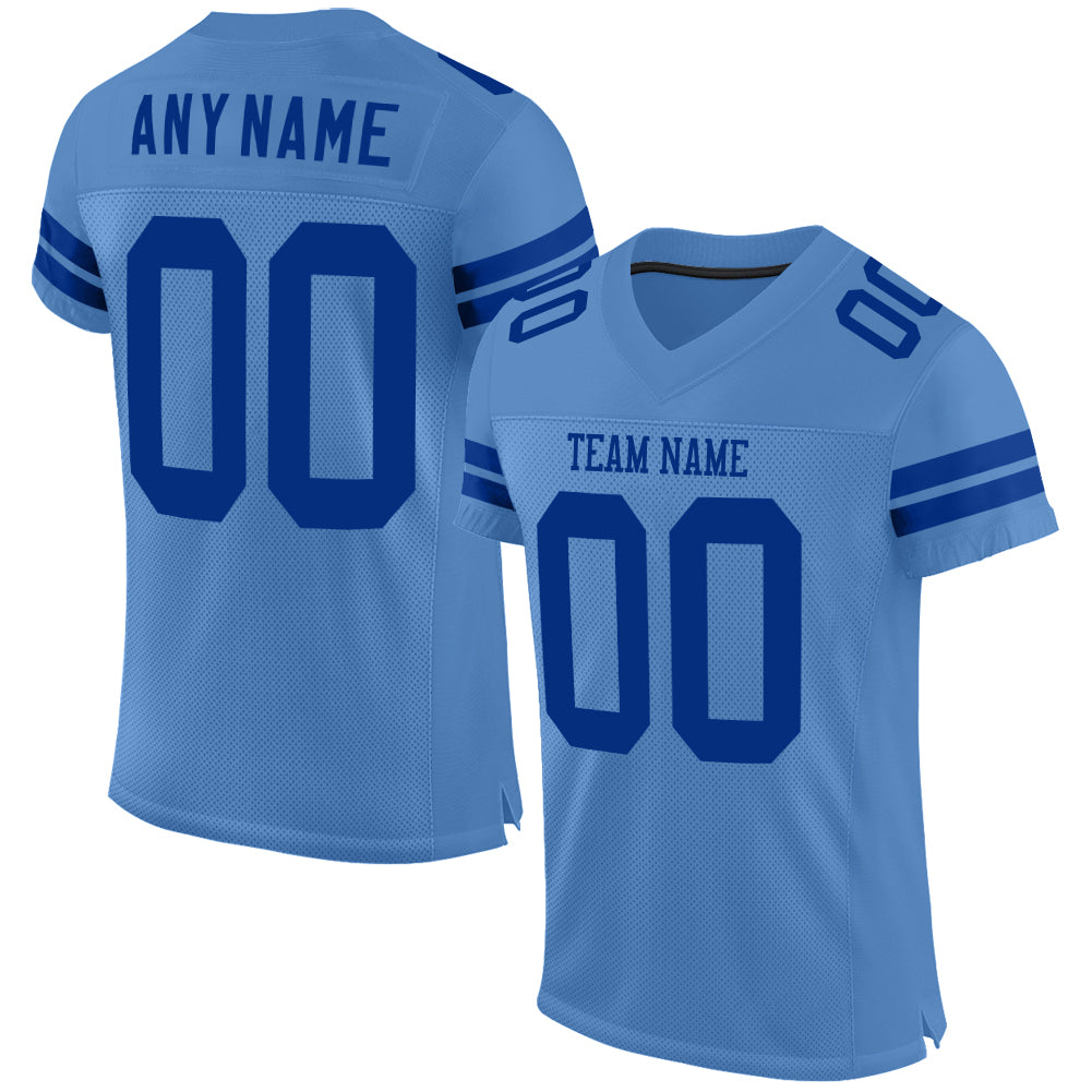 Custom Powder Blue White-Royal Mesh Authentic Football Jersey