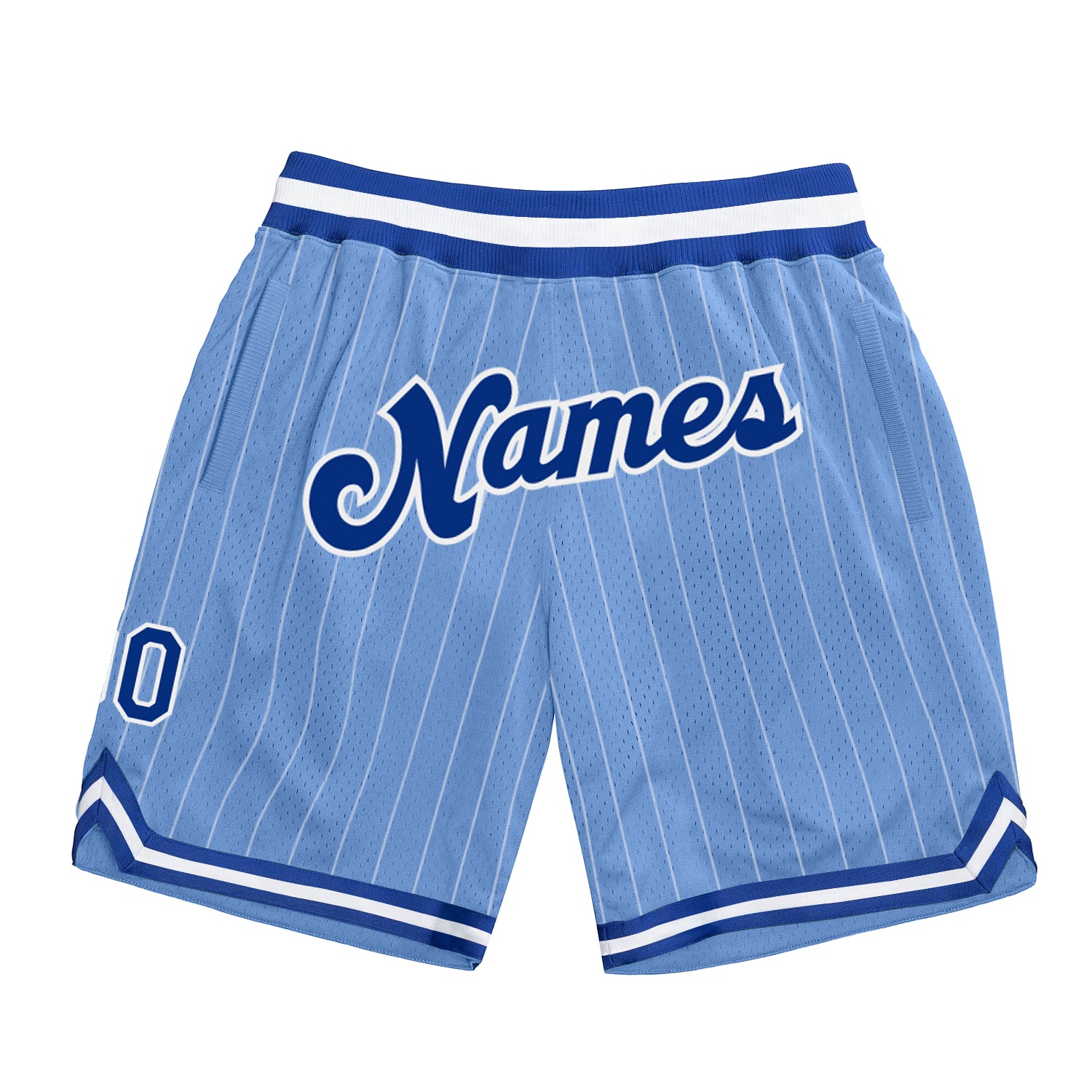 Custom Light Blue White Pinstripe Royal-White Authentic Basketball