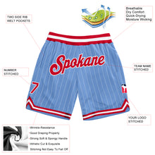 Laden Sie das Bild in den Galerie-Viewer, Custom Light Blue White Pinstripe Red-White Authentic Basketball Shorts
