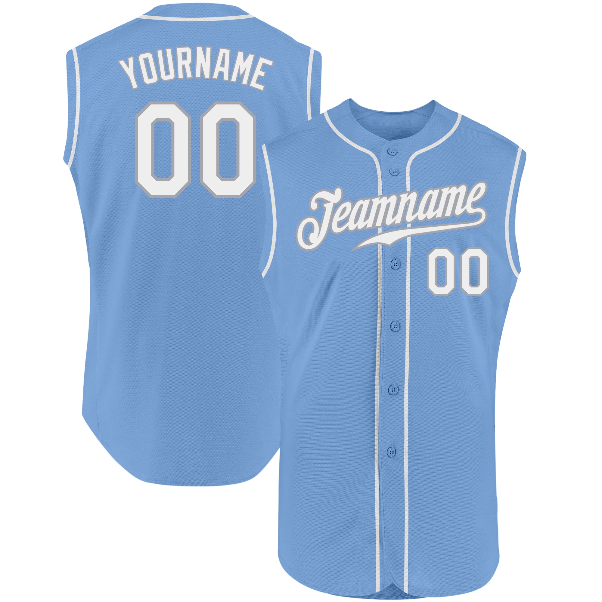 Custom Name Grey Light Blue White Baseball Jerseys Shirt - Freedomdesign