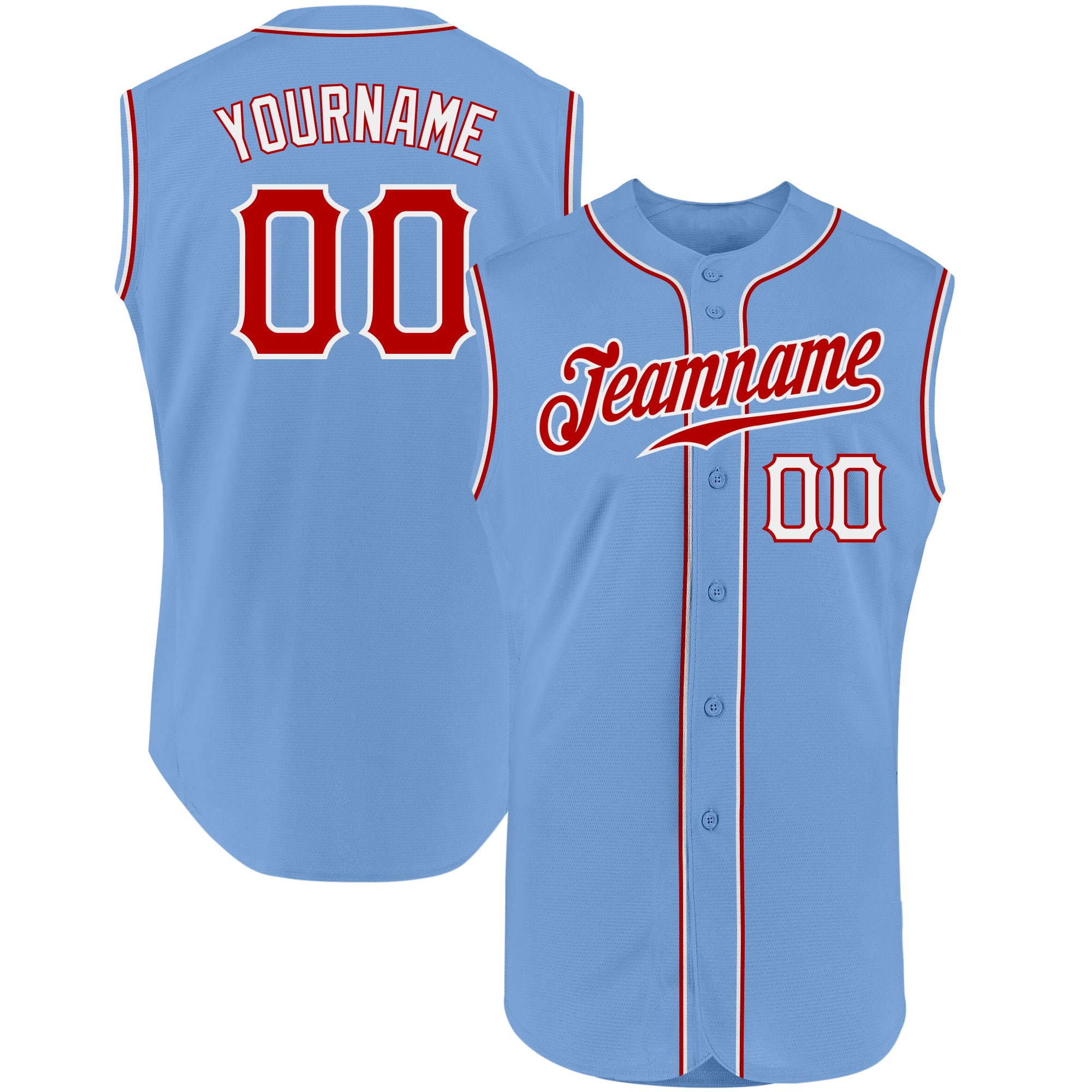 Cheap Custom Light Blue Red-White Authentic Baseball Jersey Free