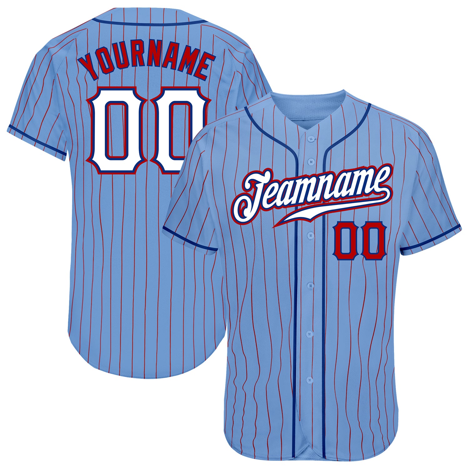 Royal Light Blue-Red CUSTOM Baseball Jersey 