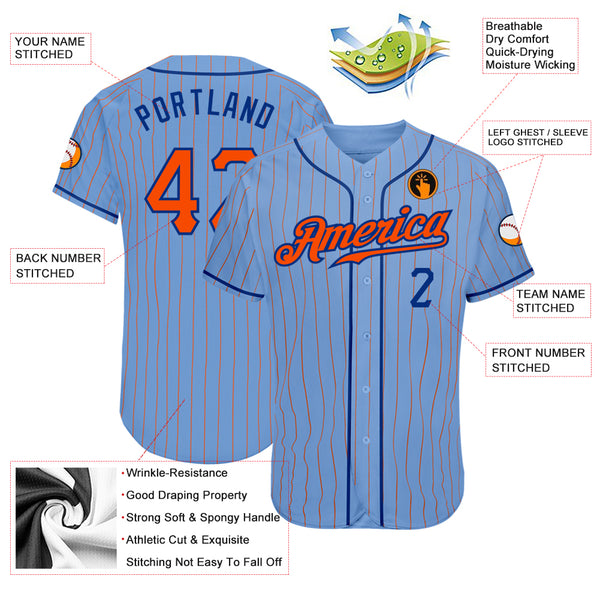 Cheap Custom Light Blue Orange-Royal Authentic Baseball Jersey Free  Shipping – CustomJerseysPro