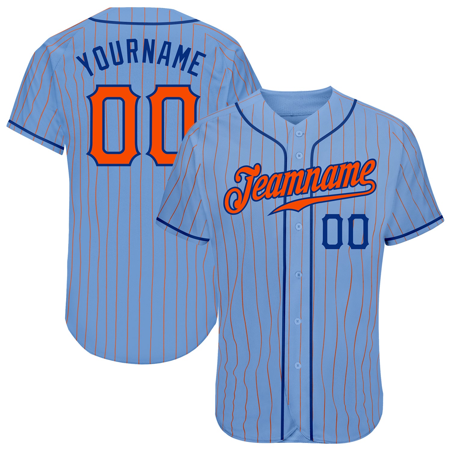 Custom Powder Blue Black-Orange Authentic Baseball Jersey Preschool Size:L