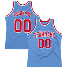 Charger l&#39;image dans la galerie, Custom Light Blue Red-White Authentic Throwback Basketball Jersey
