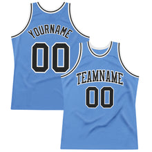 Load image into Gallery viewer, Custom Light Blue Black-White Authentic Throwback Basketball Jersey
