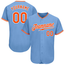 Load image into Gallery viewer, Custom Light Blue Orange-White Authentic Baseball Jersey
