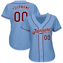 Load image into Gallery viewer, Custom Light Blue Crimson-White Authentic Baseball Jersey
