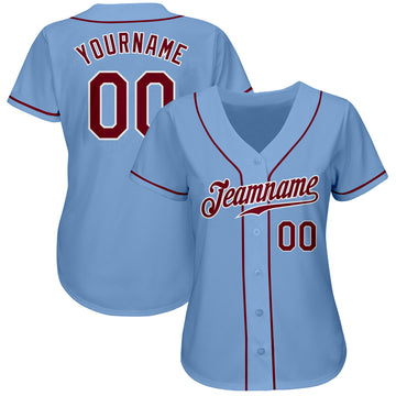 Custom Light Blue Crimson-White Authentic Baseball Jersey