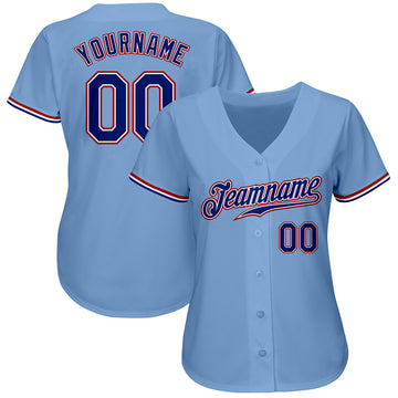 Custom Light Blue Royal-Red Authentic Baseball Jersey