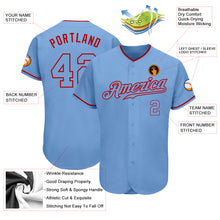 Load image into Gallery viewer, Custom Light Blue Light Blue-Red Authentic Baseball Jersey
