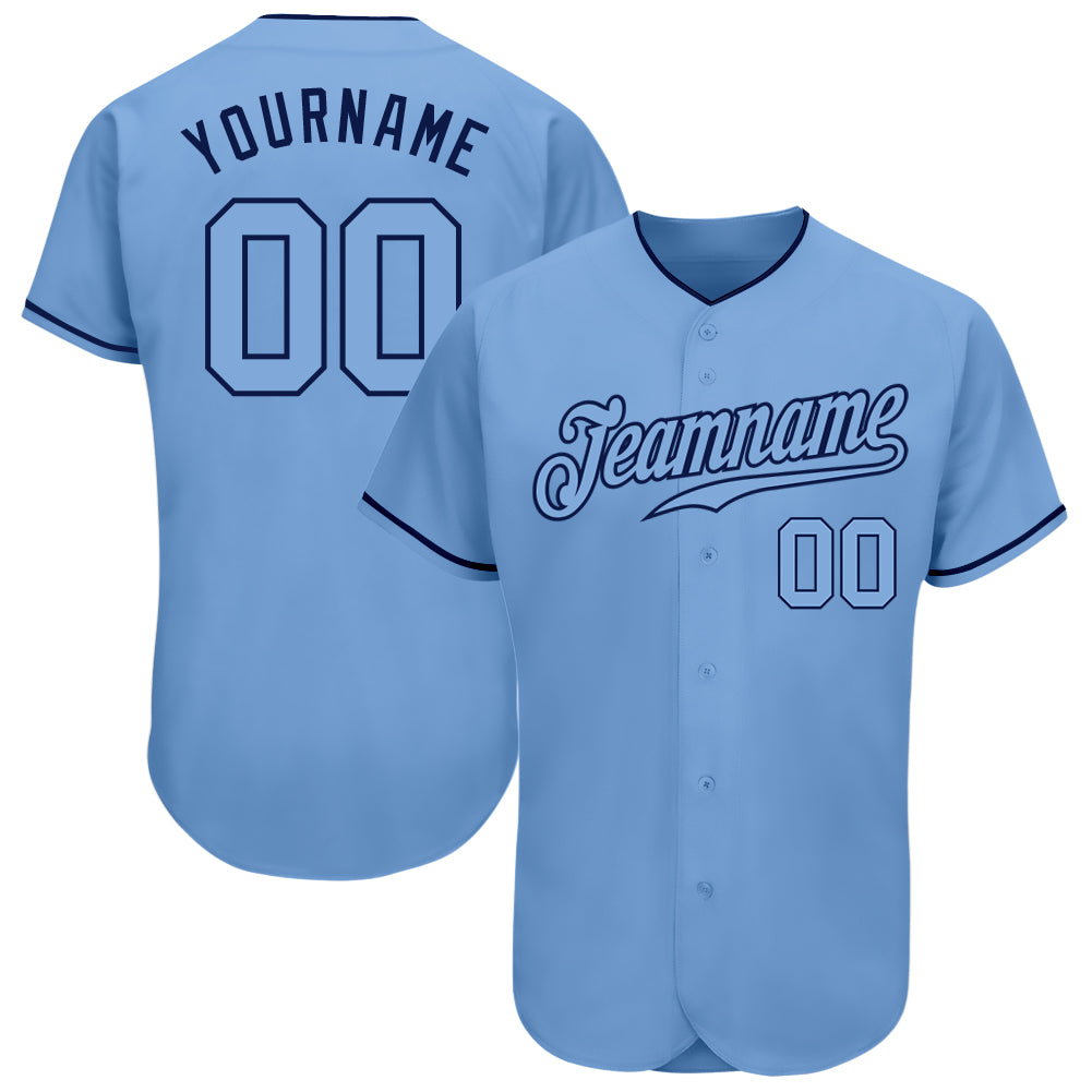 Cheap Custom Light Blue Light Blue-Navy Authentic Baseball Jersey