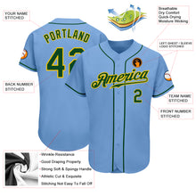 Load image into Gallery viewer, Custom Light Blue Green-Gold Authentic Baseball Jersey
