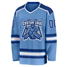 Laden Sie das Bild in den Galerie-Viewer, Custom Light Blue Royal-White Hockey Jersey
